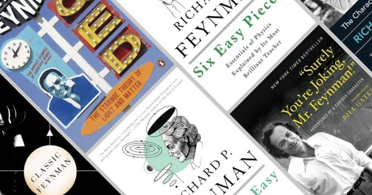 Richard P. Feynman's book covers arranged in order